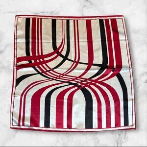 Orna Vintage Satin Scarf Japan Made Red Black White Pop Art 27" Square Acetate